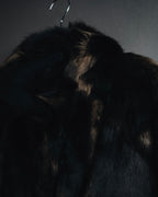 "BIEMME" 00’s striped rabbit fur belted coat