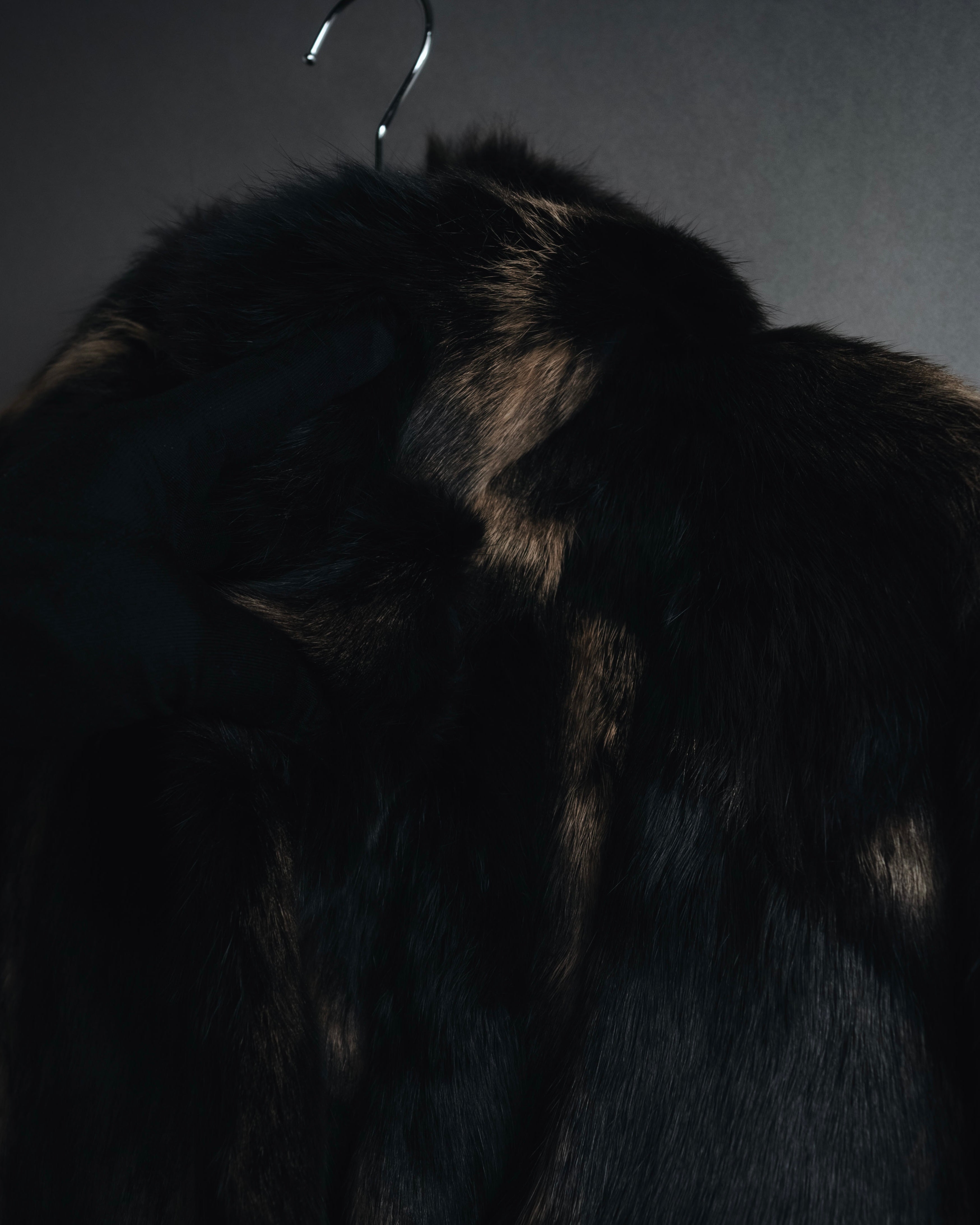 "BIEMME" 00’s striped rabbit fur belted coat