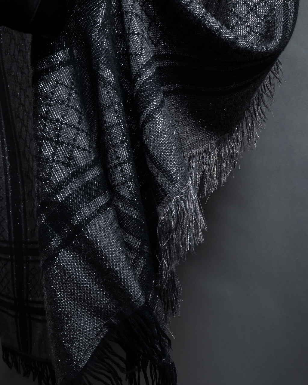 "GUCCI" GG pattern glitter blend woven large stole