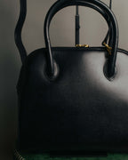 "Salvatore Ferragamo" 90's-00's Vintage iconic gancini pebbled leather dome top handle bag