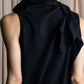 "ANN DEMEULEMEESTER" Cape draping docking design zipper sleeveless dress