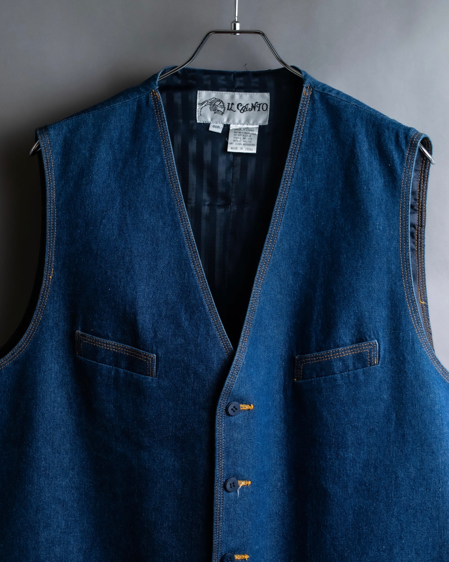 "Vintage stitch design denim vest"