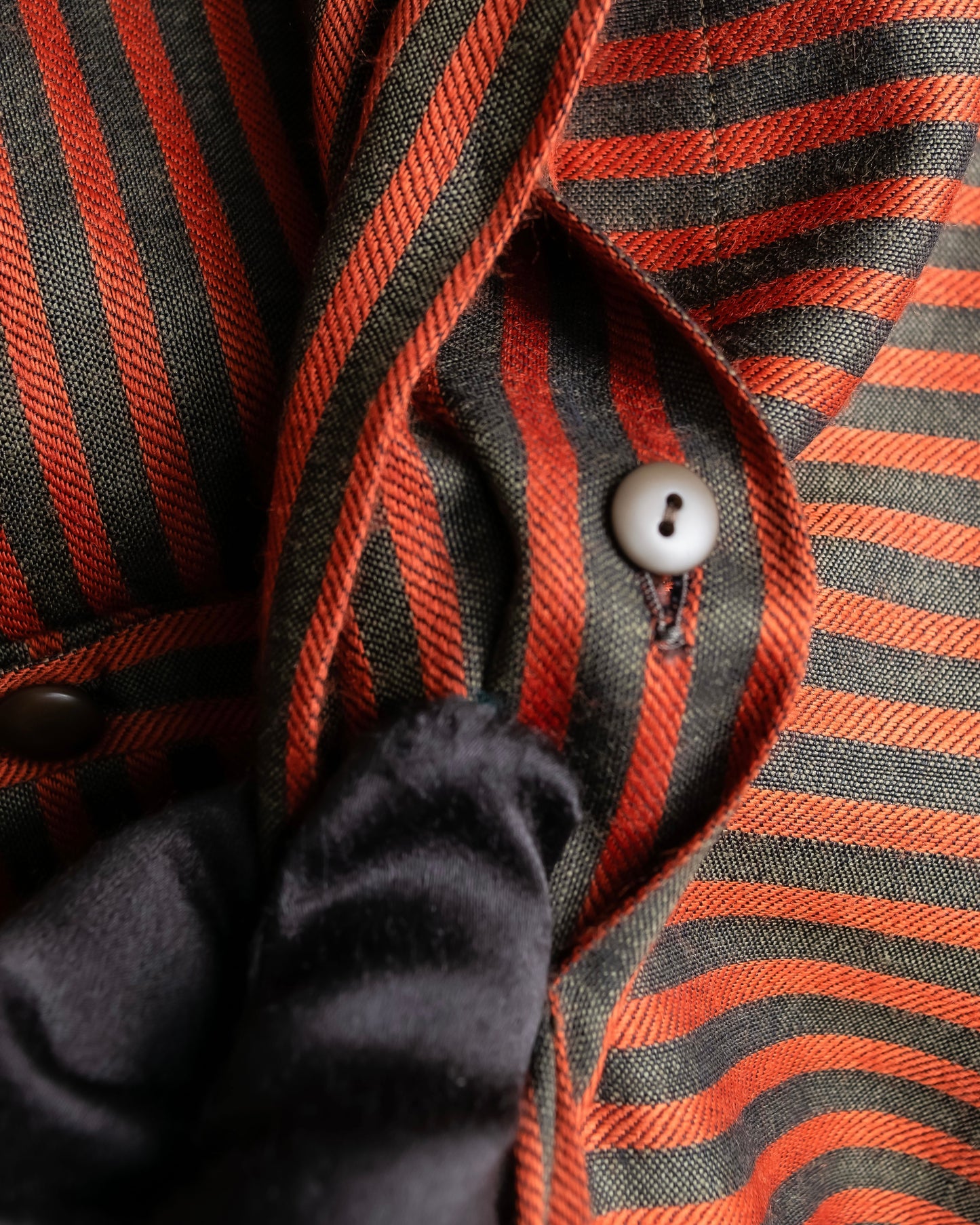 "Christian Dior" Striped＆bordered fly front collarless jacket