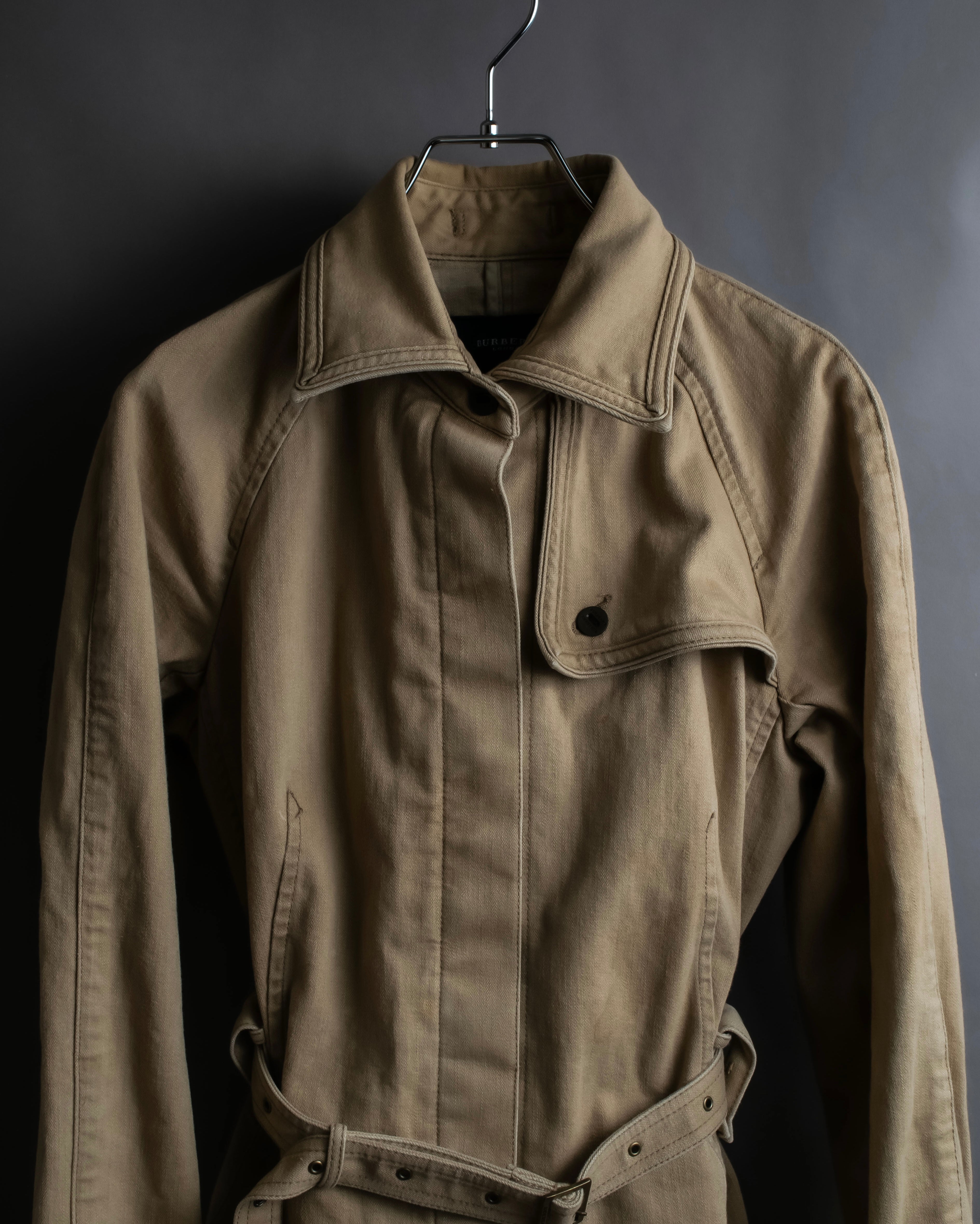 "BURBERRY" Selvedge denim trench detail jacket