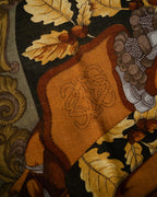 “LOEWE” 90’s–00’s Equestrian motif wool silk fringe scarf