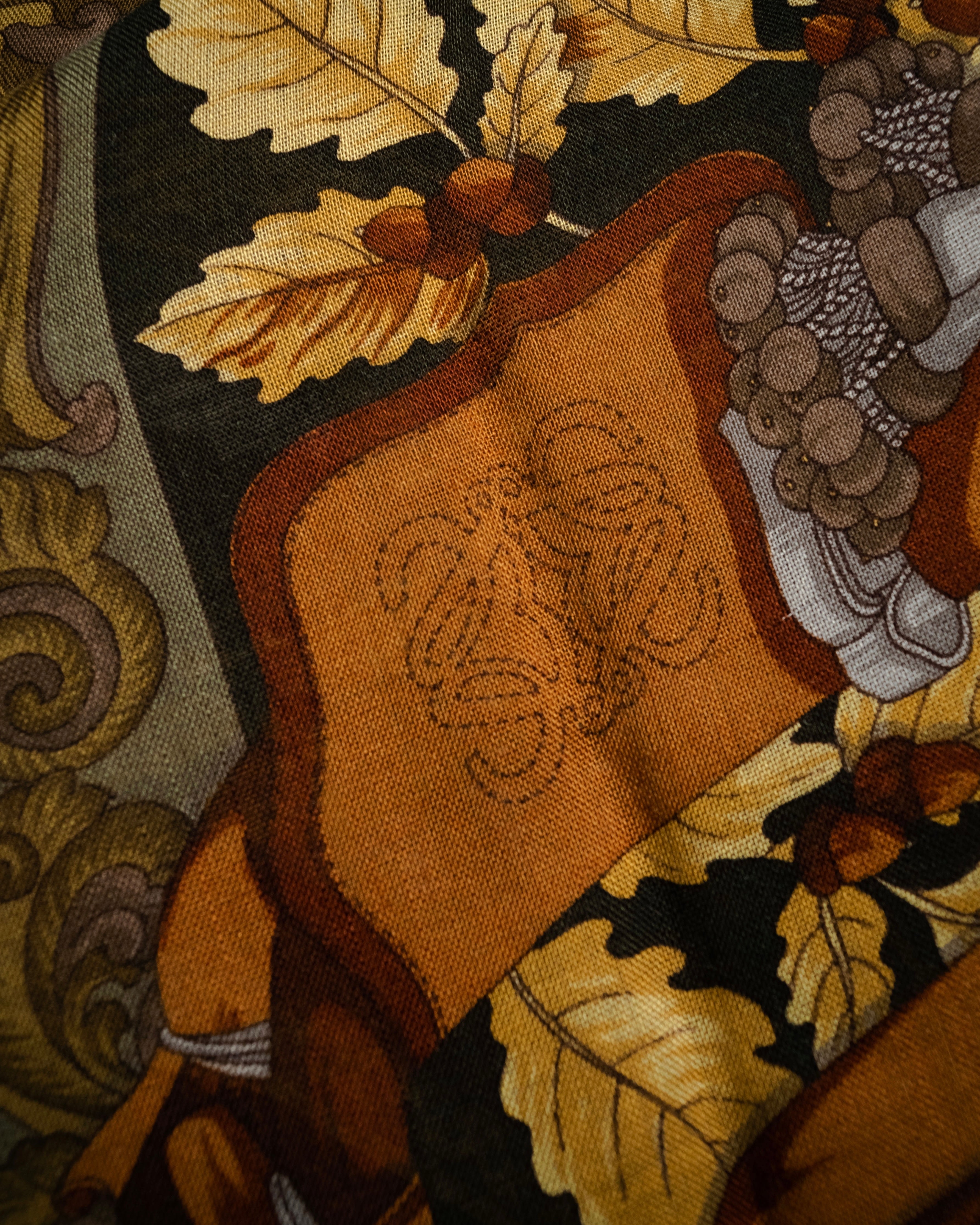 “LOEWE” 90’s–00’s Equestrian motif wool silk fringe scarf