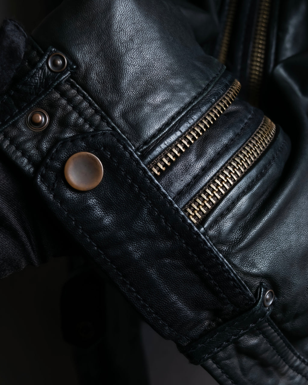 "DIESEL" Oversized stand collar lamb leather jacket