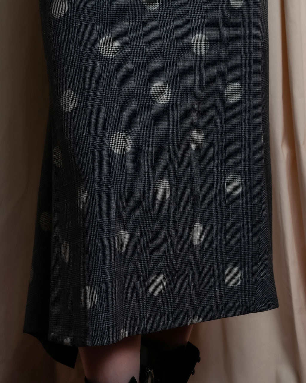 "YOHJI YAMAMOTO +NOIR" Large polka dot pattern flared skirt