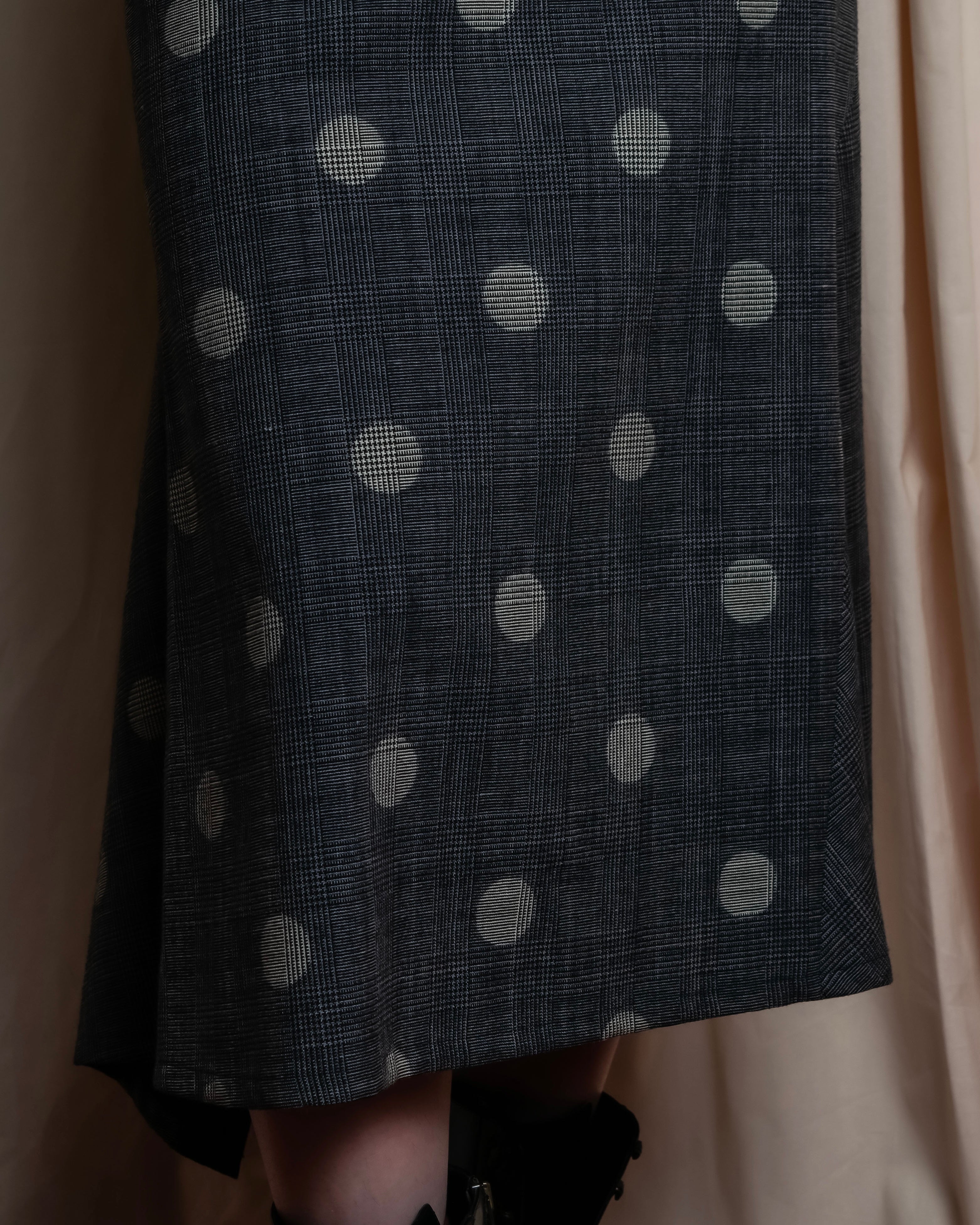 "YOHJI YAMAMOTO +NOIR" Large polka dot pattern flared skirt