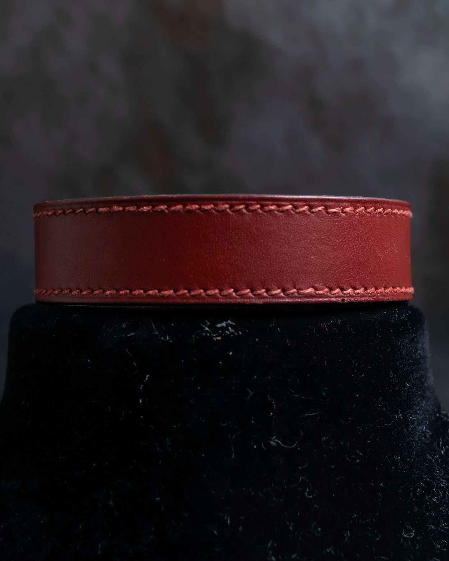 "HERMES" Margiela period burgundy leather bracelet