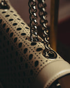 "Salvatore Ferragamo" 2010's-20's Ivory perforated leather chain shoulder bag
