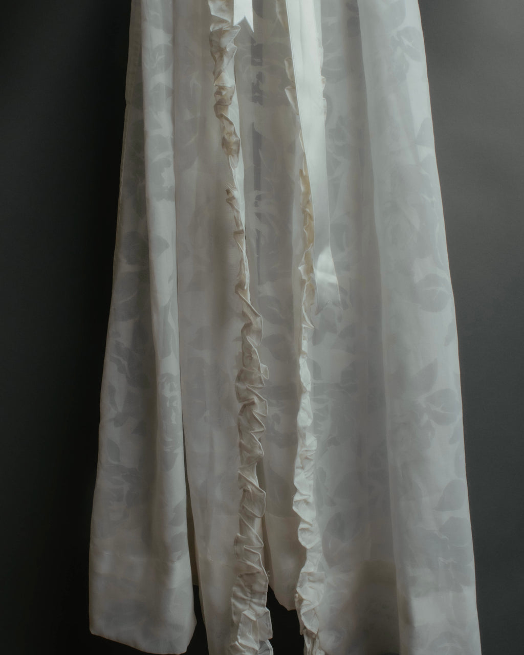 “Yves Saint Laurent” 80’s-90’s Sheer floral ruffle lingerie robe