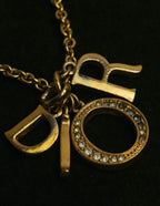 "Christian Dior" 90's-00's Gold tone logo charm necklace