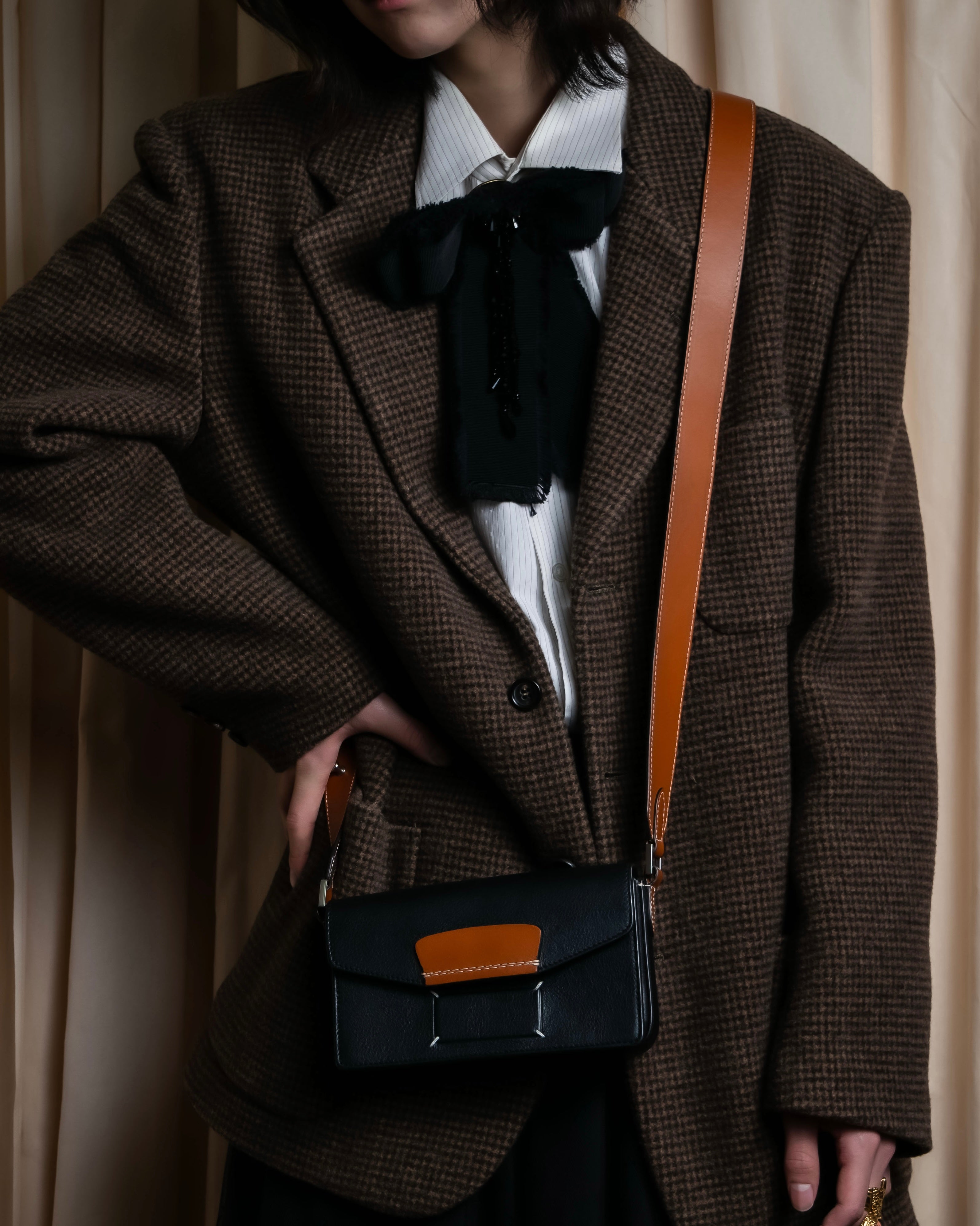 "COMME des GARCONS
HOMME DEUX" Brown checked pattern tailored jacket