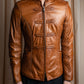 "EMPORIO ARMANI"  Quilted design brown color leather jacket