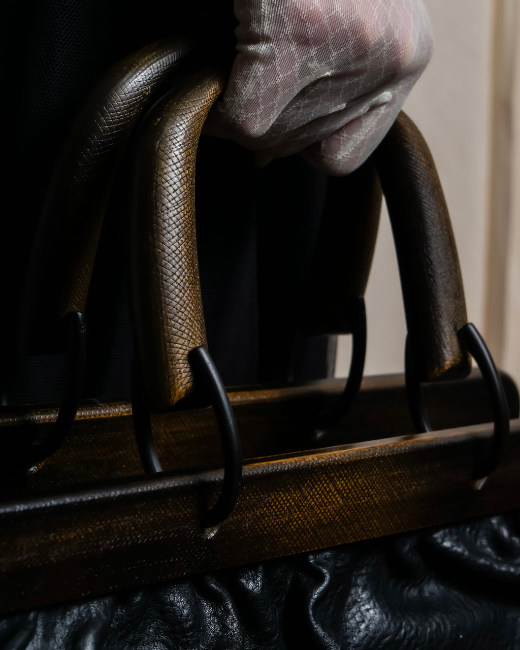 "GUCCI" Bamboo essence horizontal leather handbag