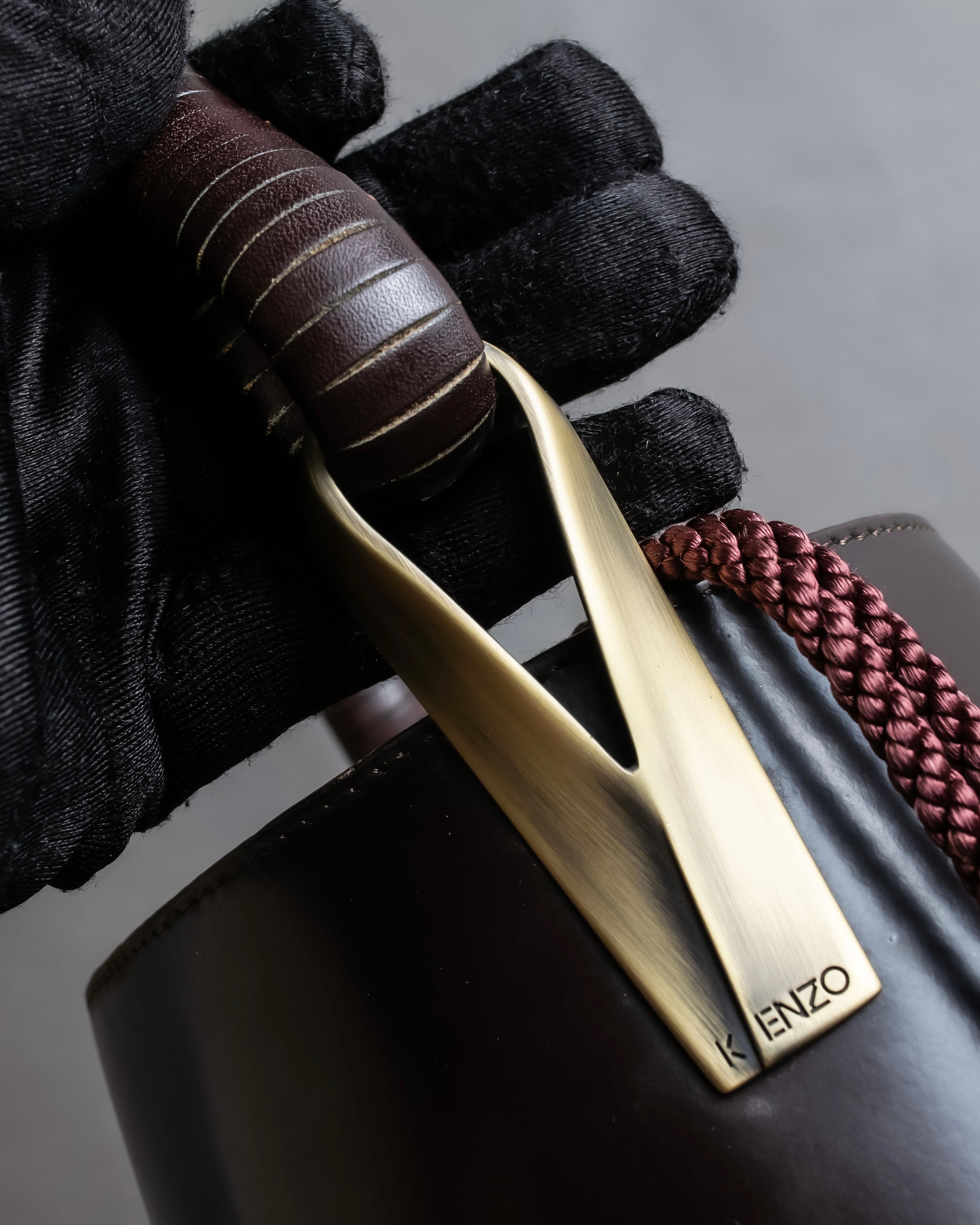 "KENZO" Camouflage design drawstring leather bag