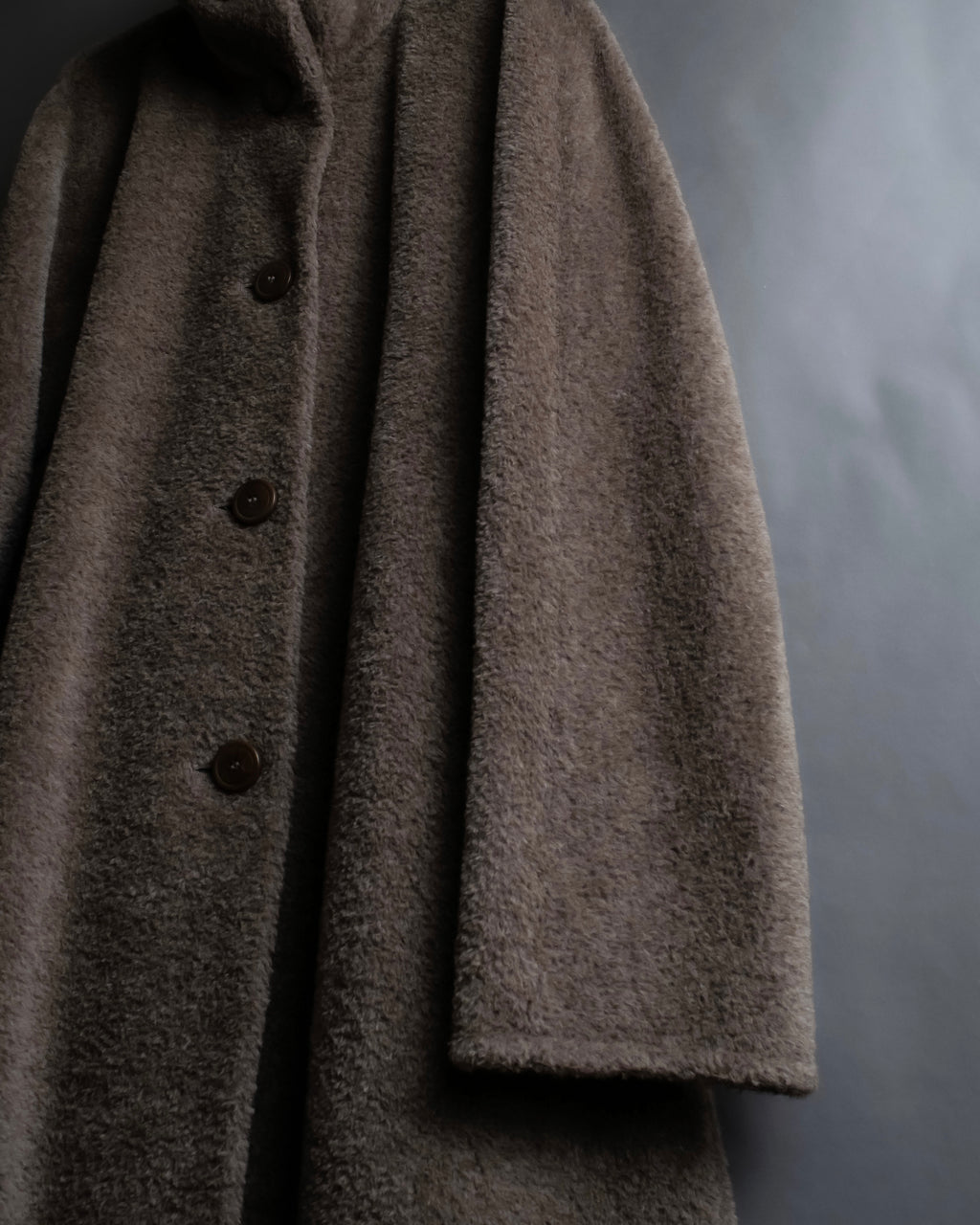 "Max Mara" Alpaca mix brown stand collar long coat