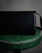 "GUCCI" 70’s-80’s Crest logo leather shoulder bag