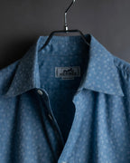 "HERMES" Saxe blue jacquard cotton shirt