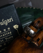 "BVLGARI" Save the Children series logo engraved silver ring