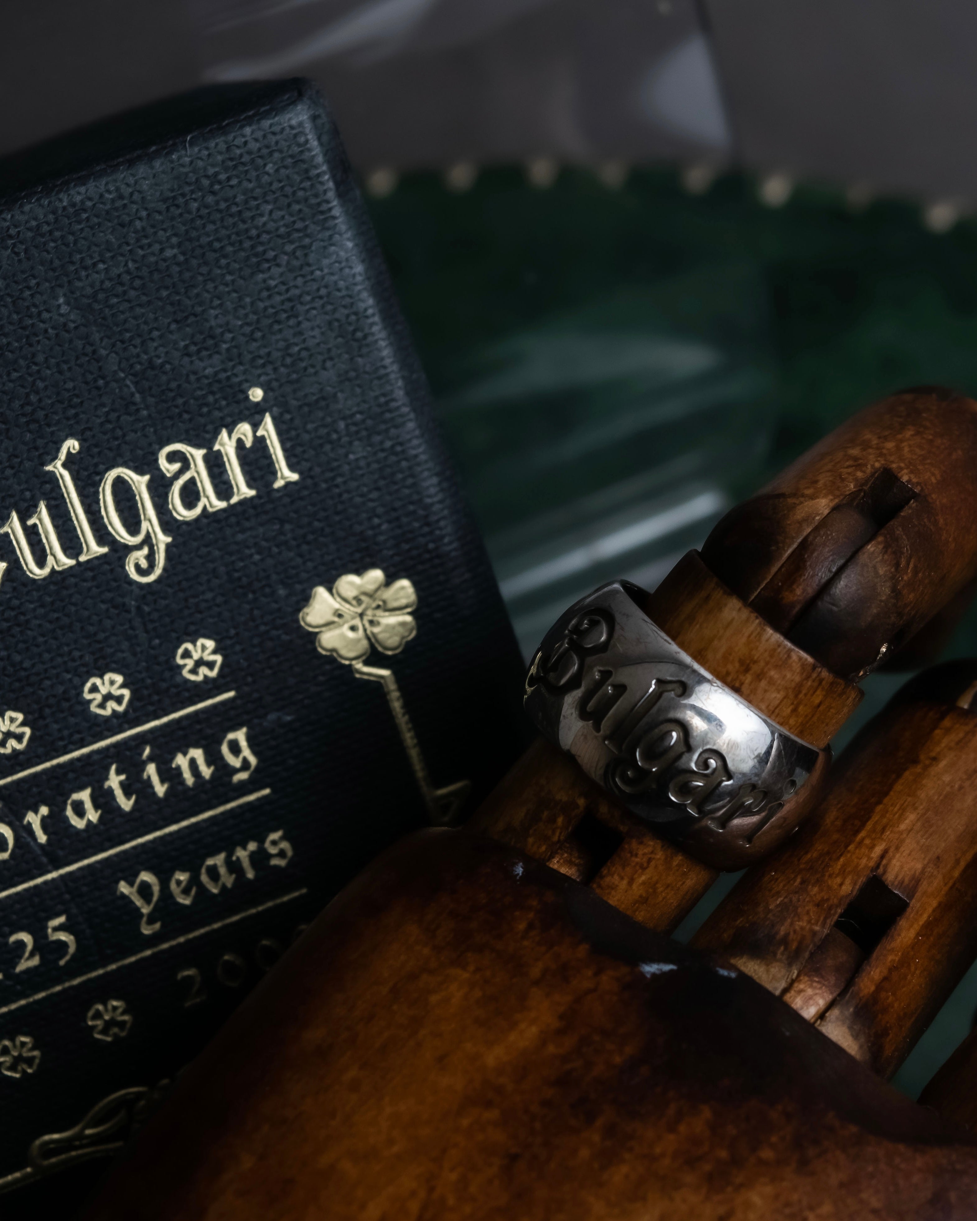 "BVLGARI" Save the Children series logo engraved silver ring