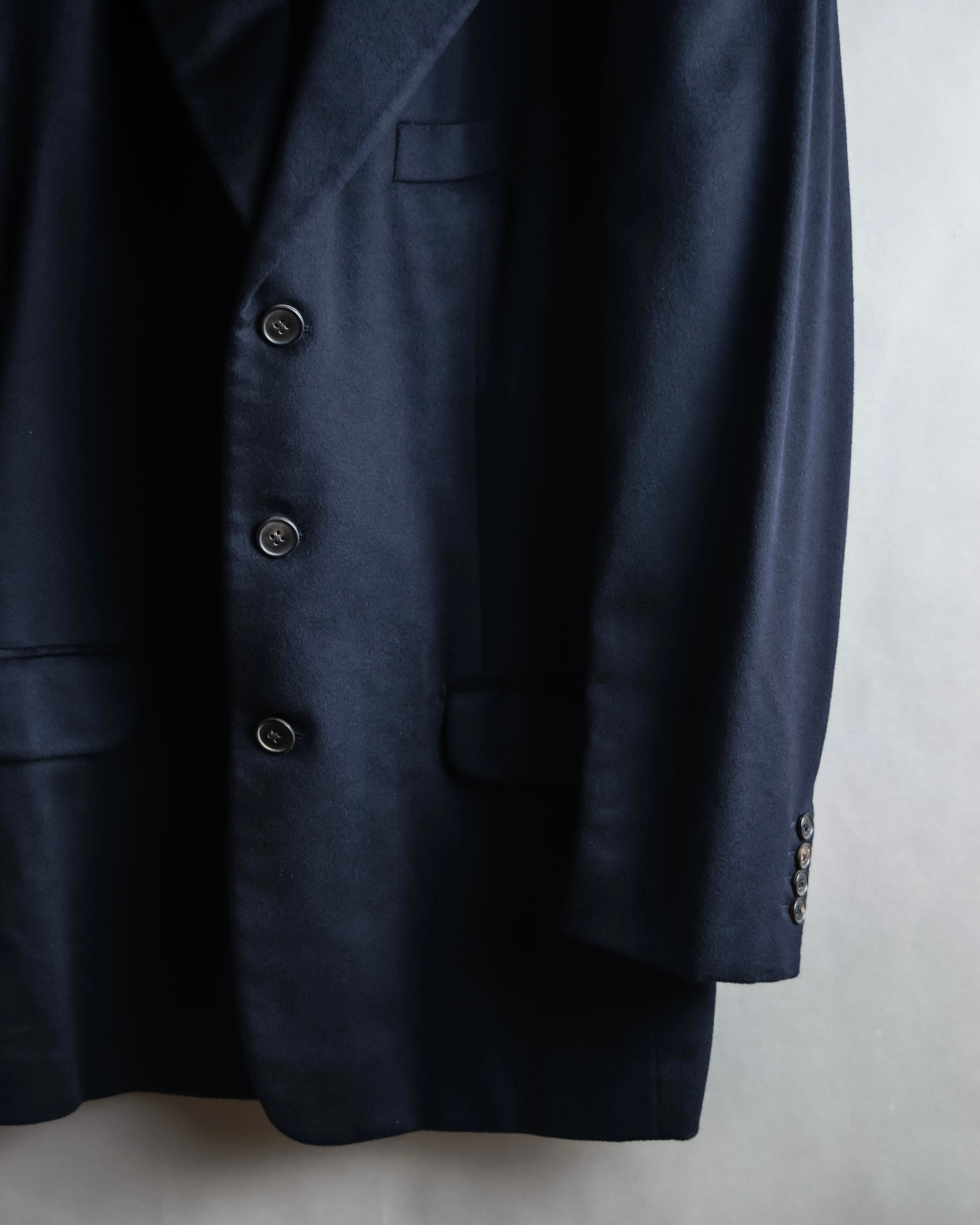 "HERMES" 90's Pure cashmere navy blue tailored jacket