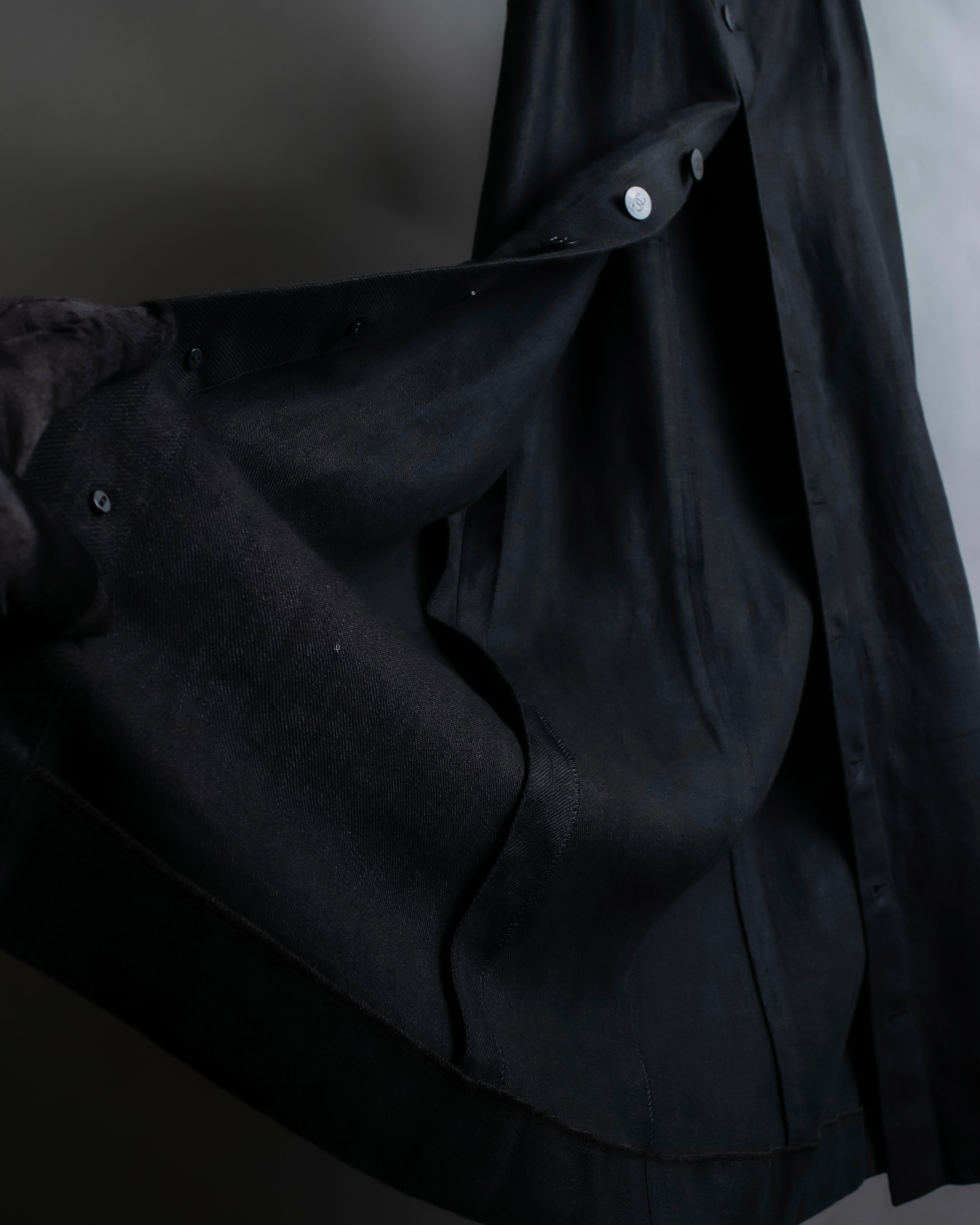 "CHANEL" Back button design flared maxi skirt