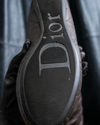 “Christian Dior” Brown Cannage leather long boots