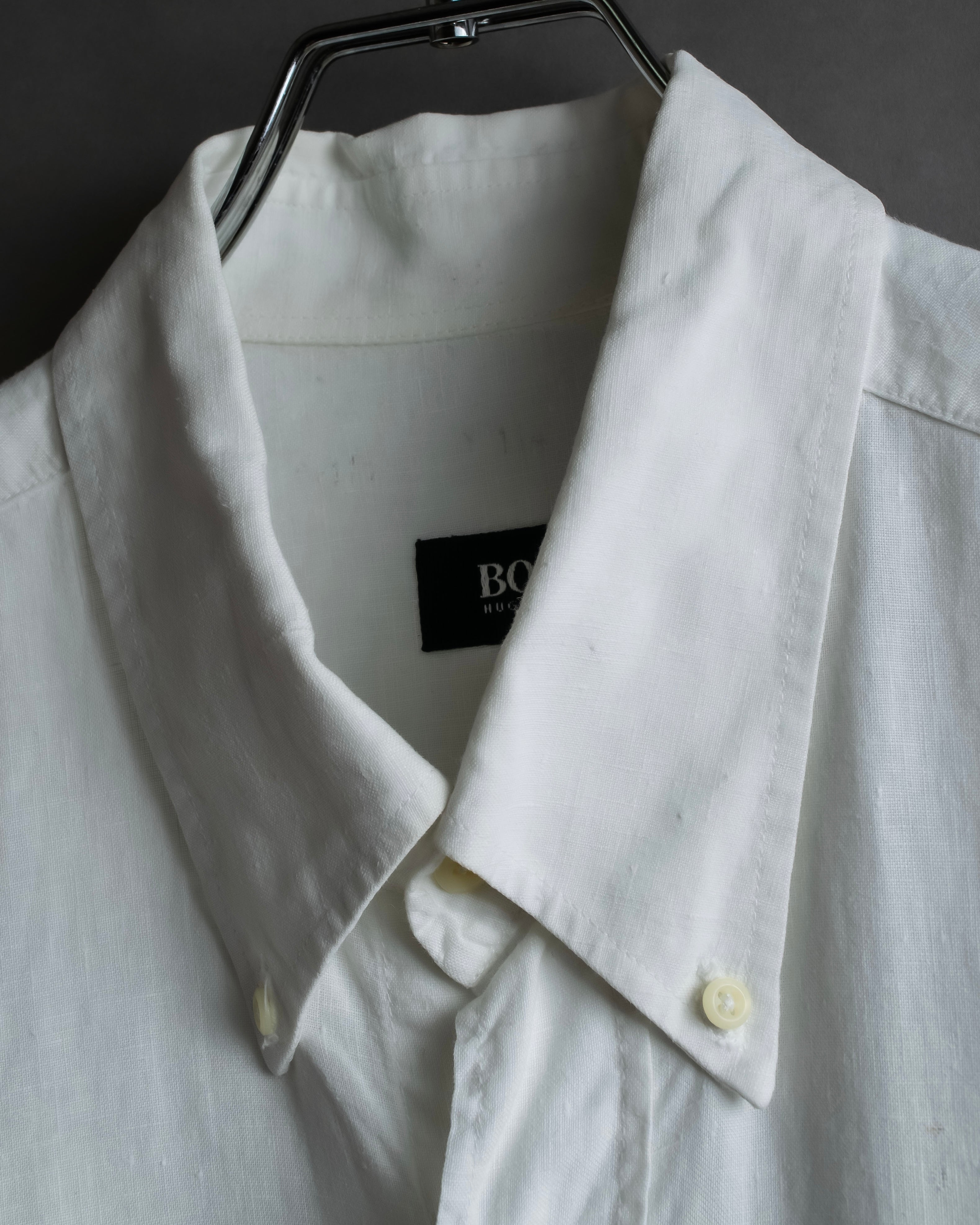 "HUGO BOSS" Linen oversized half sleeve button down shirt