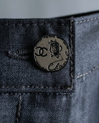 "CHANEL" 100% wool wide tapered slacks