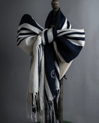 "GUCCI" 90's-00's Line fringe design two-tone long stole