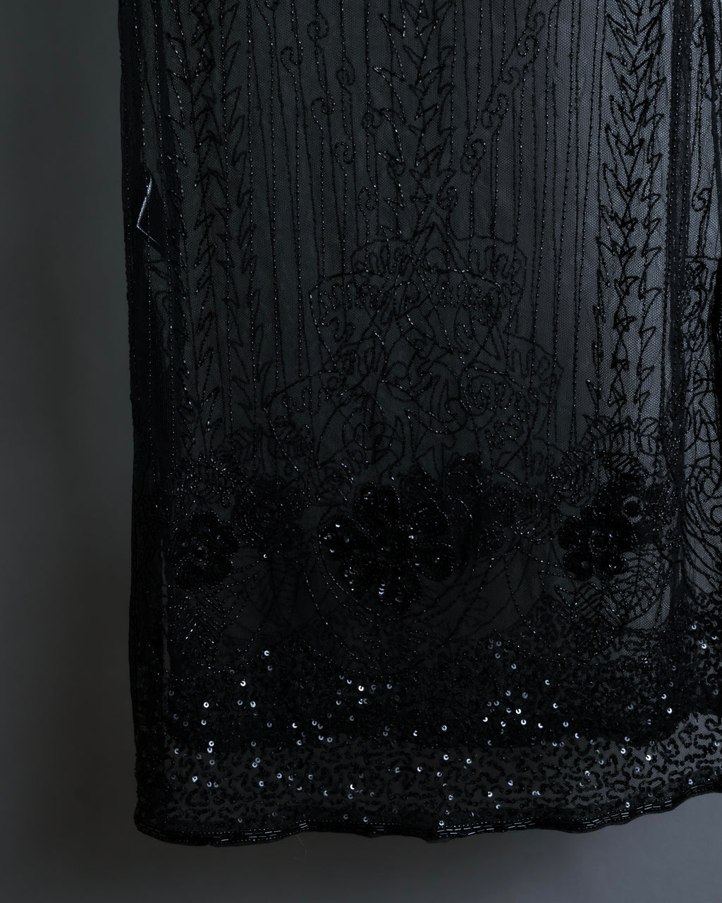 "RRL Ralph Lauren" Sequined beaded plant motif tulle sleeveless dress