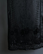 "RRL Ralph Lauren" Sequined beaded plant motif tulle sleeveless dress