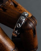 "Christian Dior" CD logo engraved diamond motif silver ring