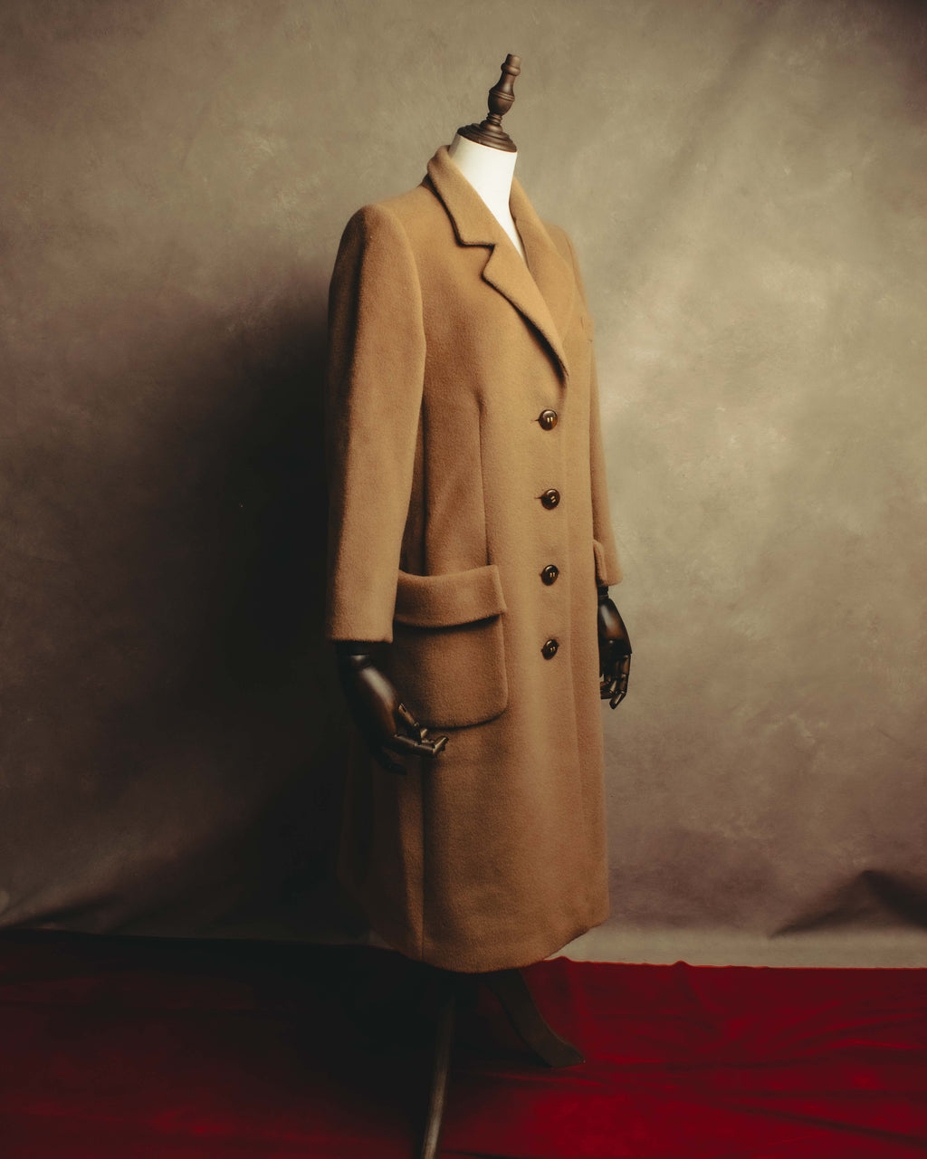 "VALENTINO MISS V" 80's-90's Camel hair single-breasted coat