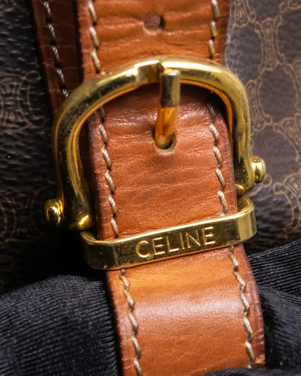 "CELINE" Macadam pattern leather combination boston bag