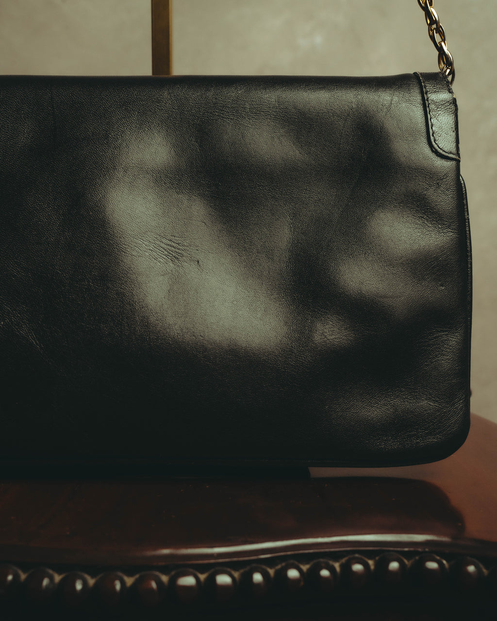 “BALENCIAGA” 80’s-early 90’s double BB leather chain shoulder bag