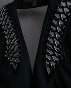 "LOUIS VUITTON" Leather tape cross knit detail vest