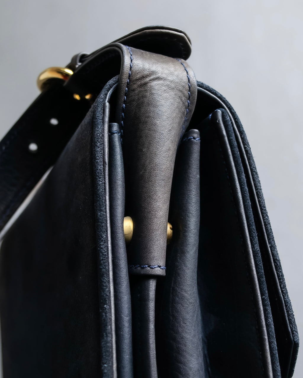 "GUCCI" Dark navy suede leather shoulder bag