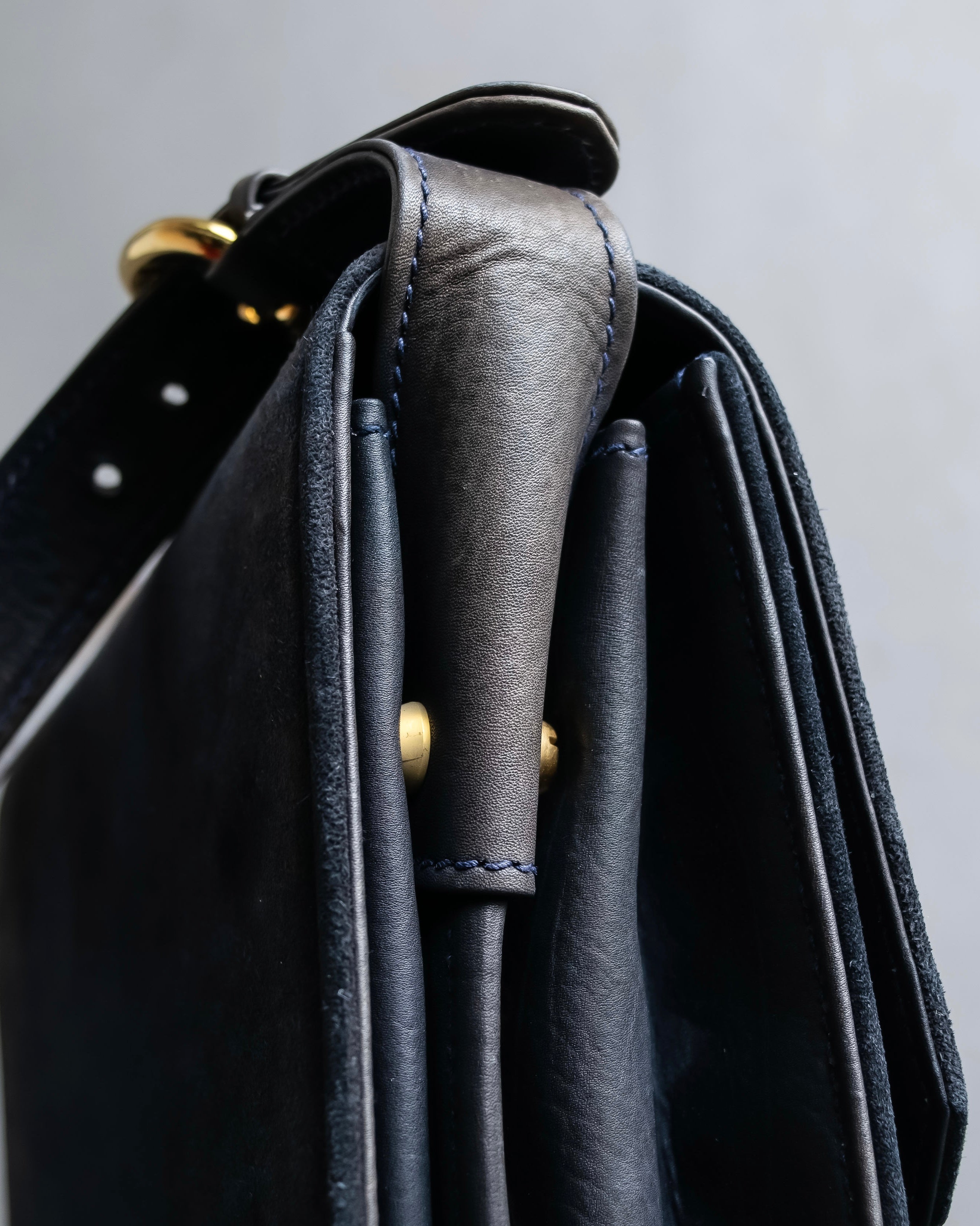 "GUCCI" Dark navy suede leather shoulder bag