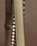 "Salvatore Ferragamo" 2010's-20's Ivory perforated leather chain shoulder bag