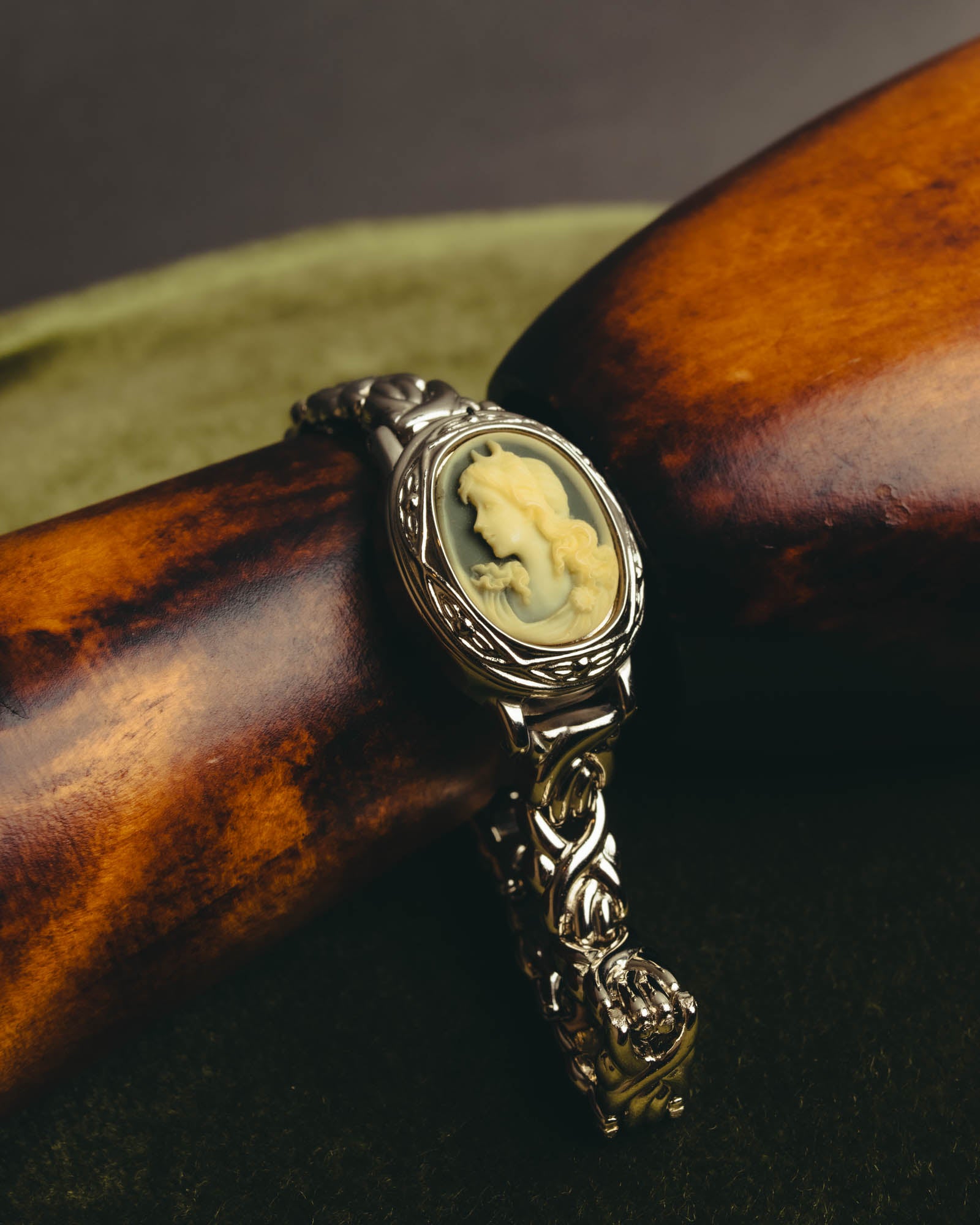 "Valentino Michelle" Vintage cameo secret quartz bracelet watch