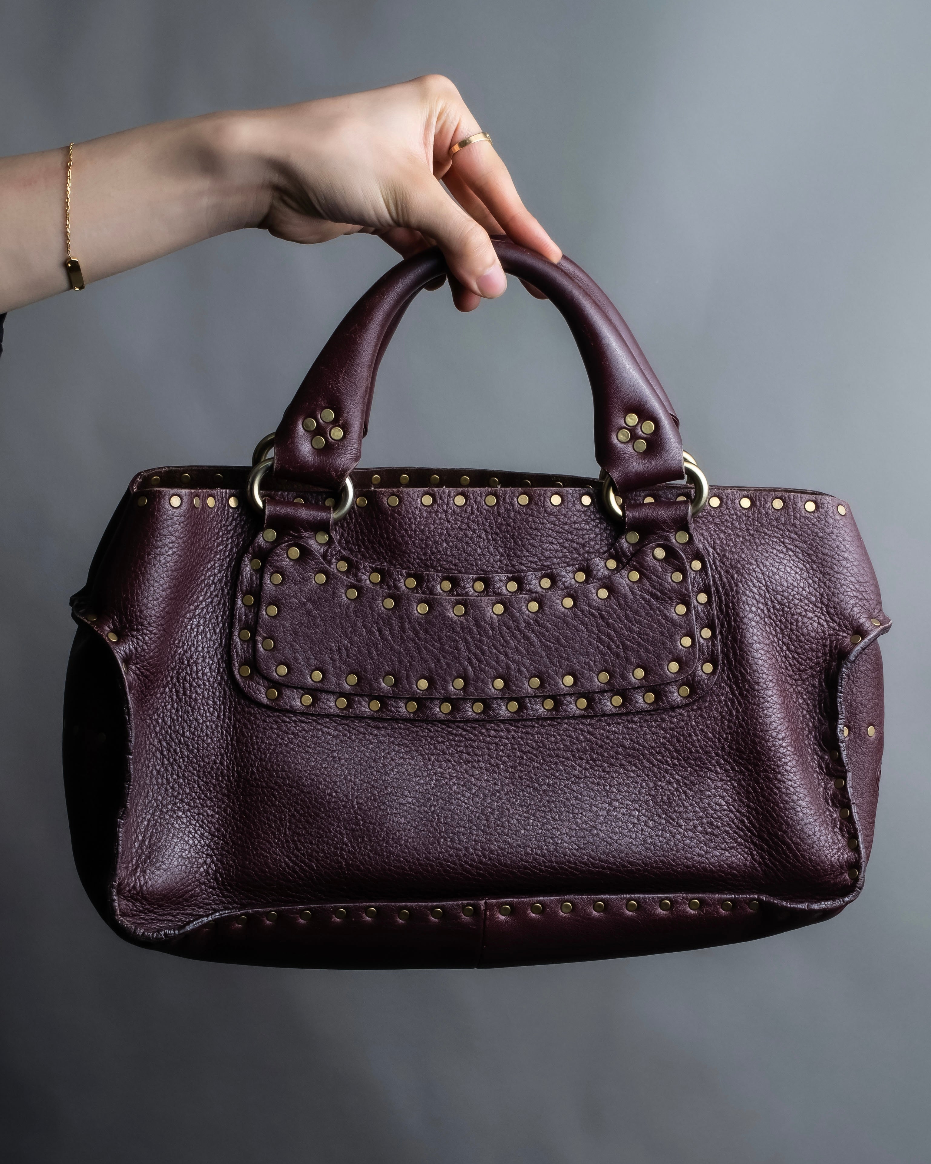 "CELINE" Stud design bordeaux color boogie bag