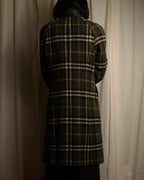 "BURBERRY" Leather switching design check tweed coat