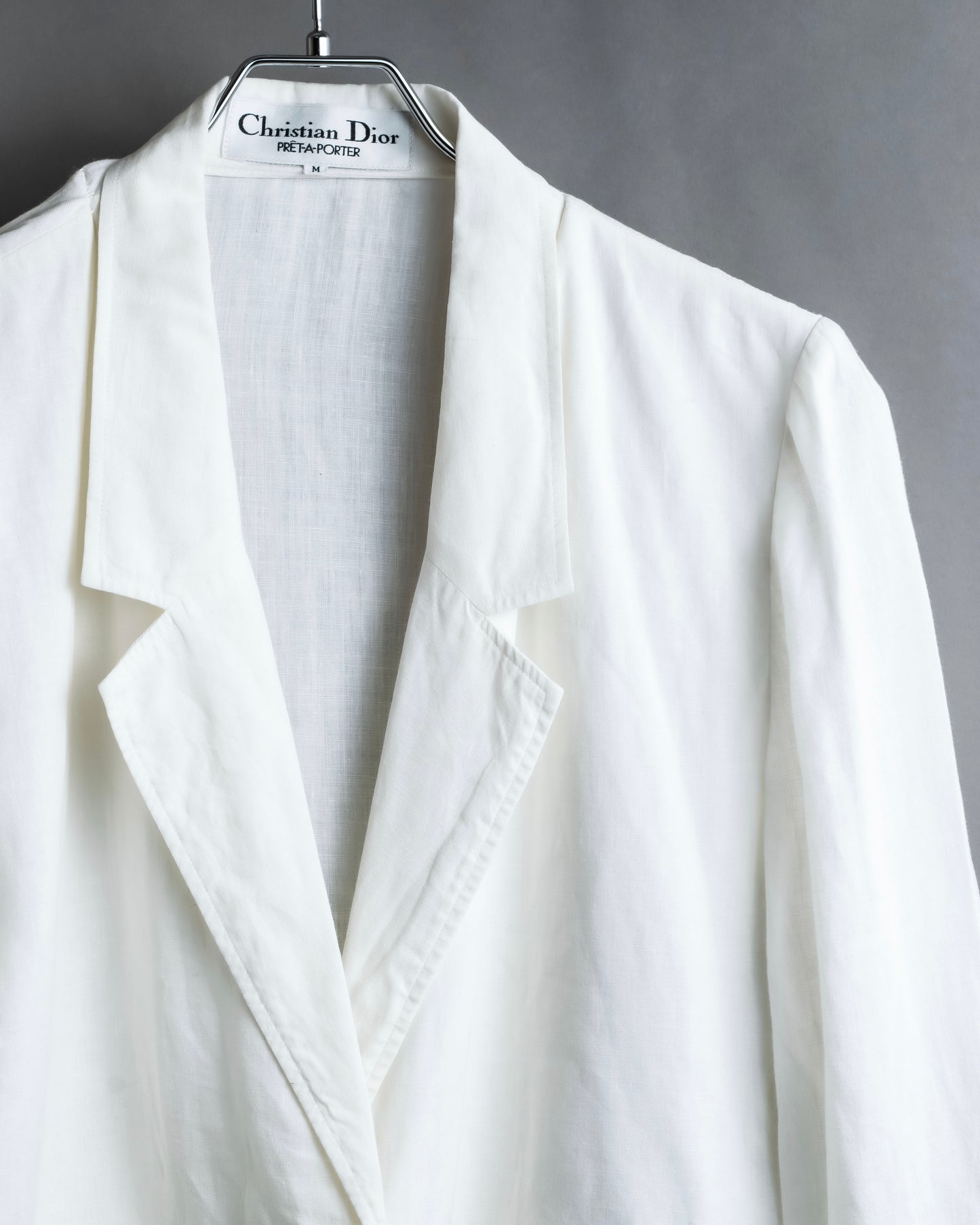 "Christian Dior" 1 button pure white short length tailored jacket