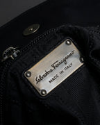 "Salvatore Ferragamo" Gancini reconstructed design shrink leather bag
