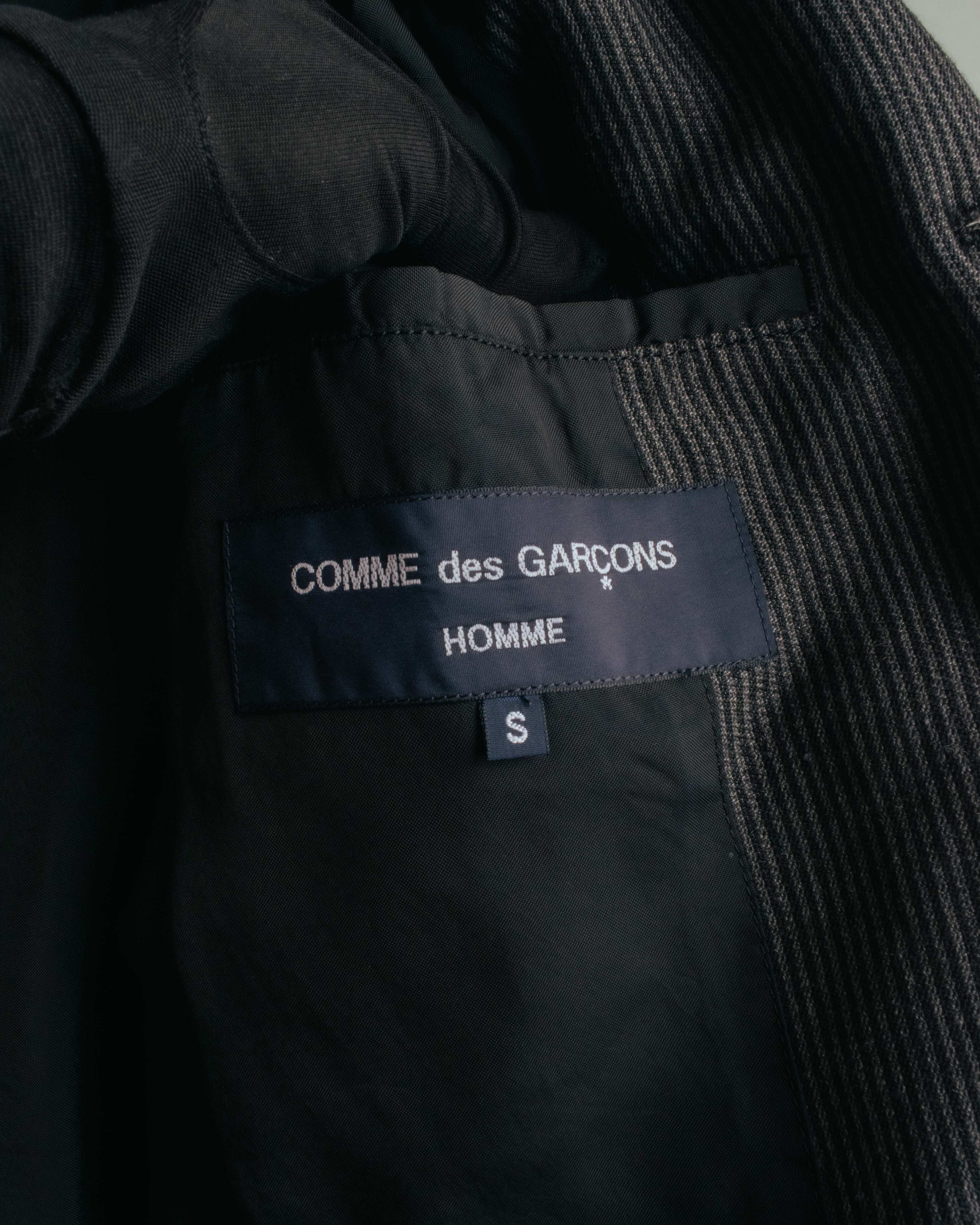 "COMME des GARÇONS HOMME" 10SS Vintage multi-button hickory stripe linen wool jacket