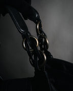 "Salvatore Ferragamo" 05’s-11’s Oversized gancini hardware shrink leather bag