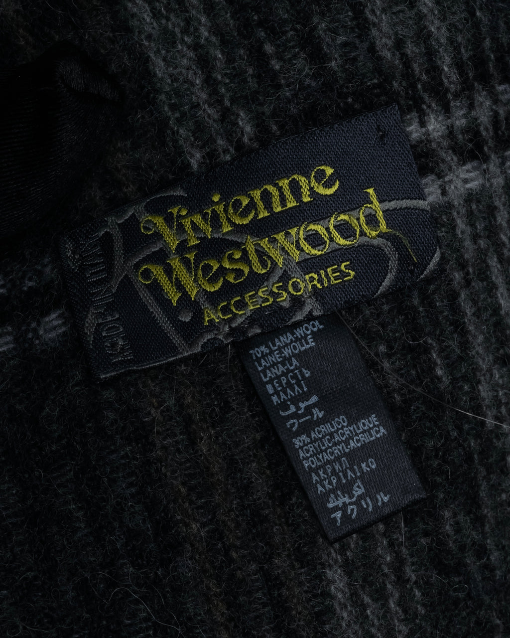 "Vivienne Westwood" Multi-layered check pattern fringe design muffler